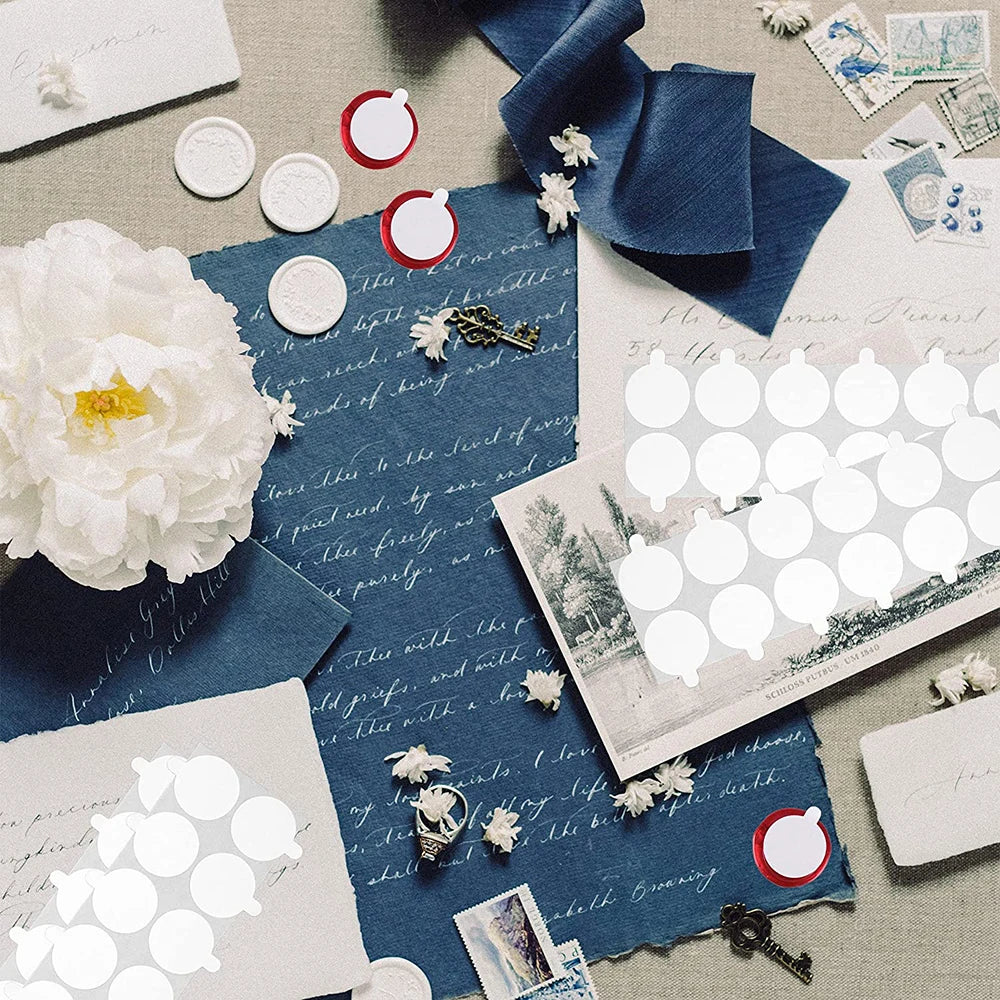Double-sided adhesive dots for wax seals