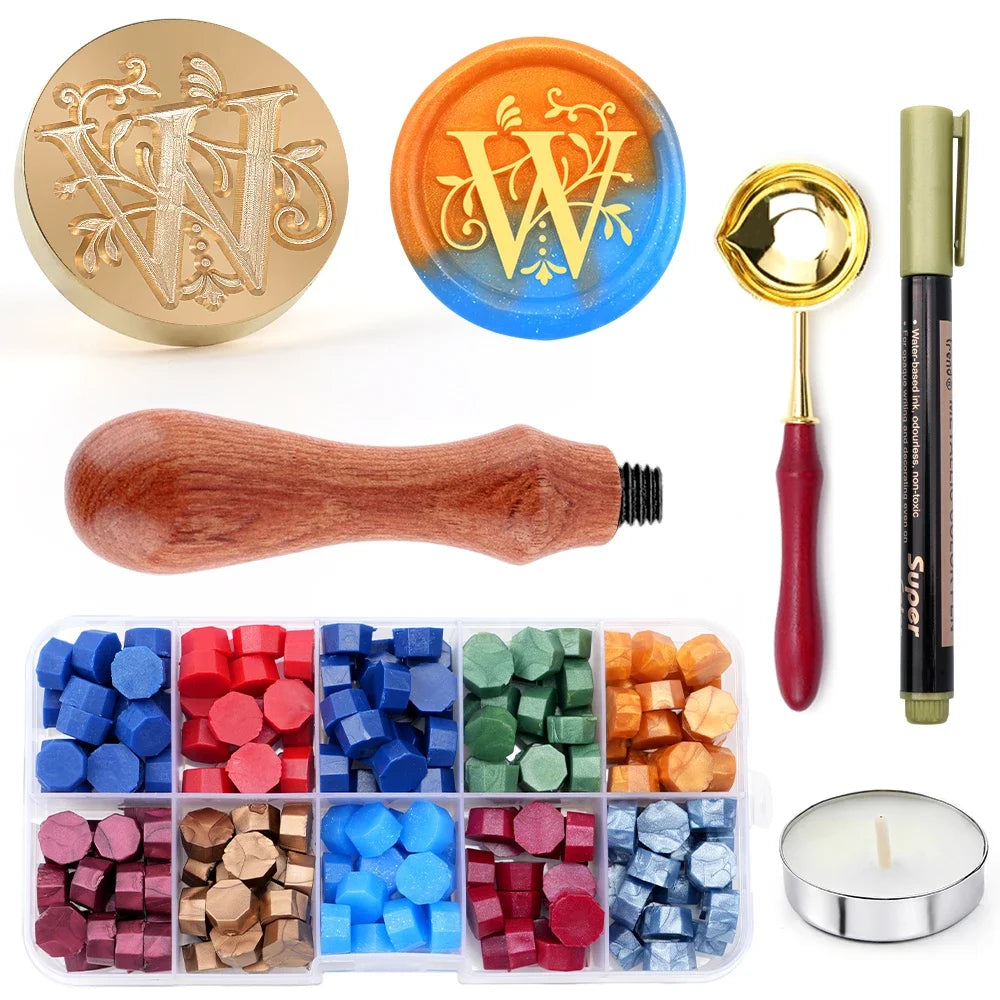 Initial wax seal stamp gift set