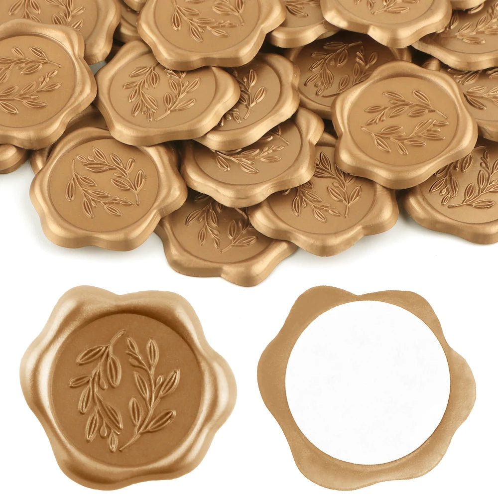 Gold wax seal stickers for wedding invitations