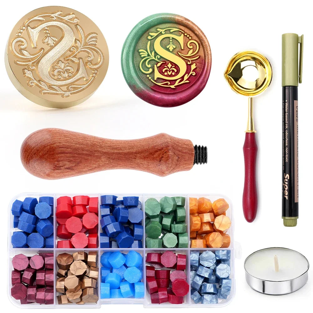 Initial wax seal stamp gift set
