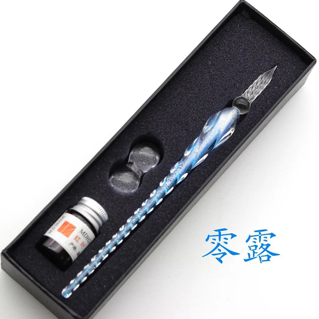 Glass dip pen for calligraphy and letter writing