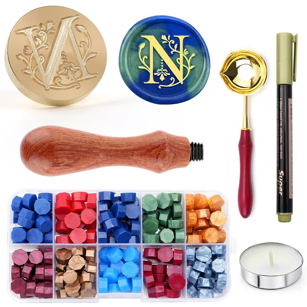 Initial wax seal stamp gift set