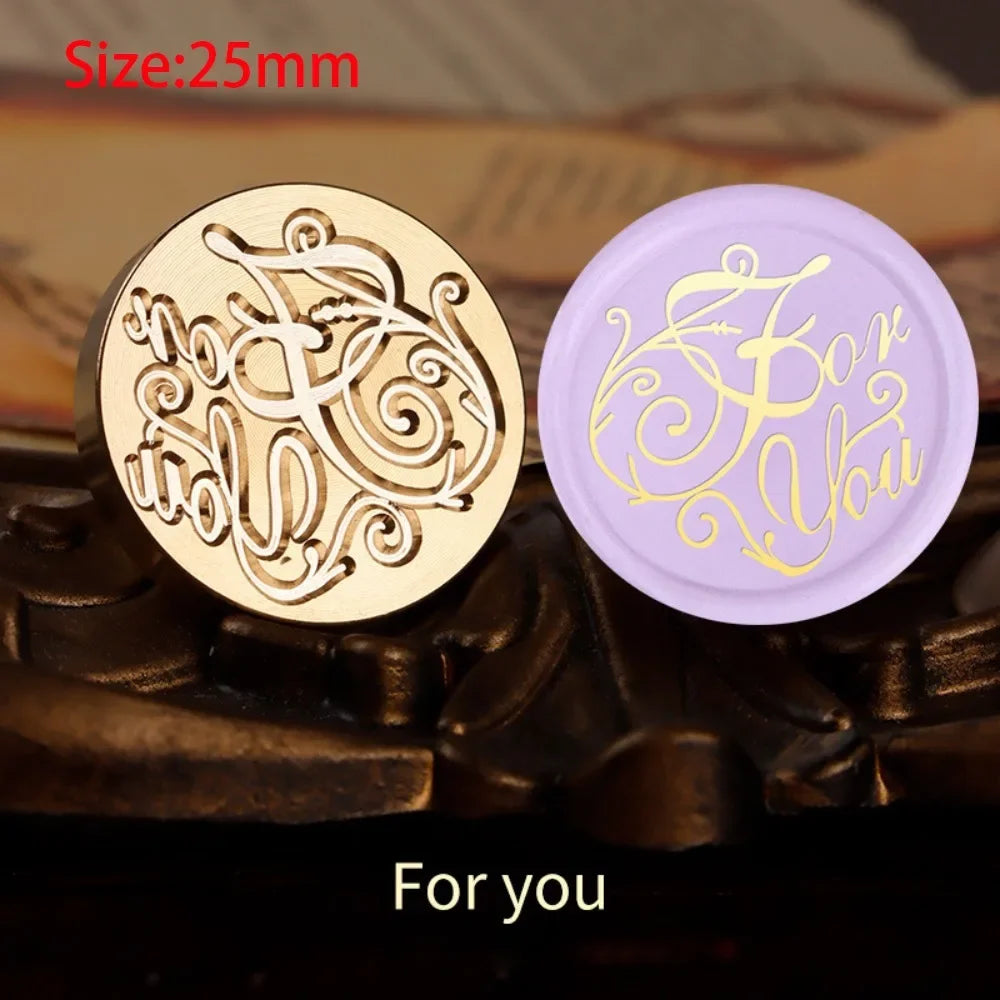 Brass wax seal stamp head with message design