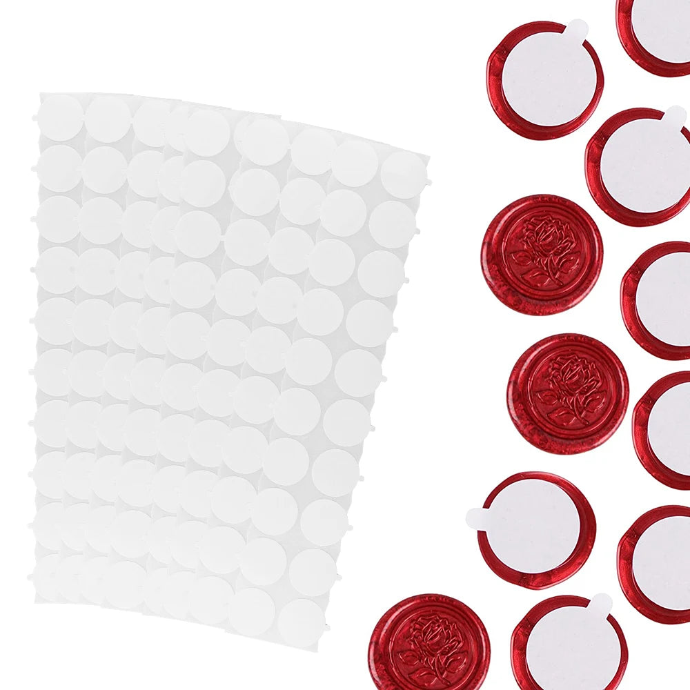 Double-sided adhesive dots for wax seals