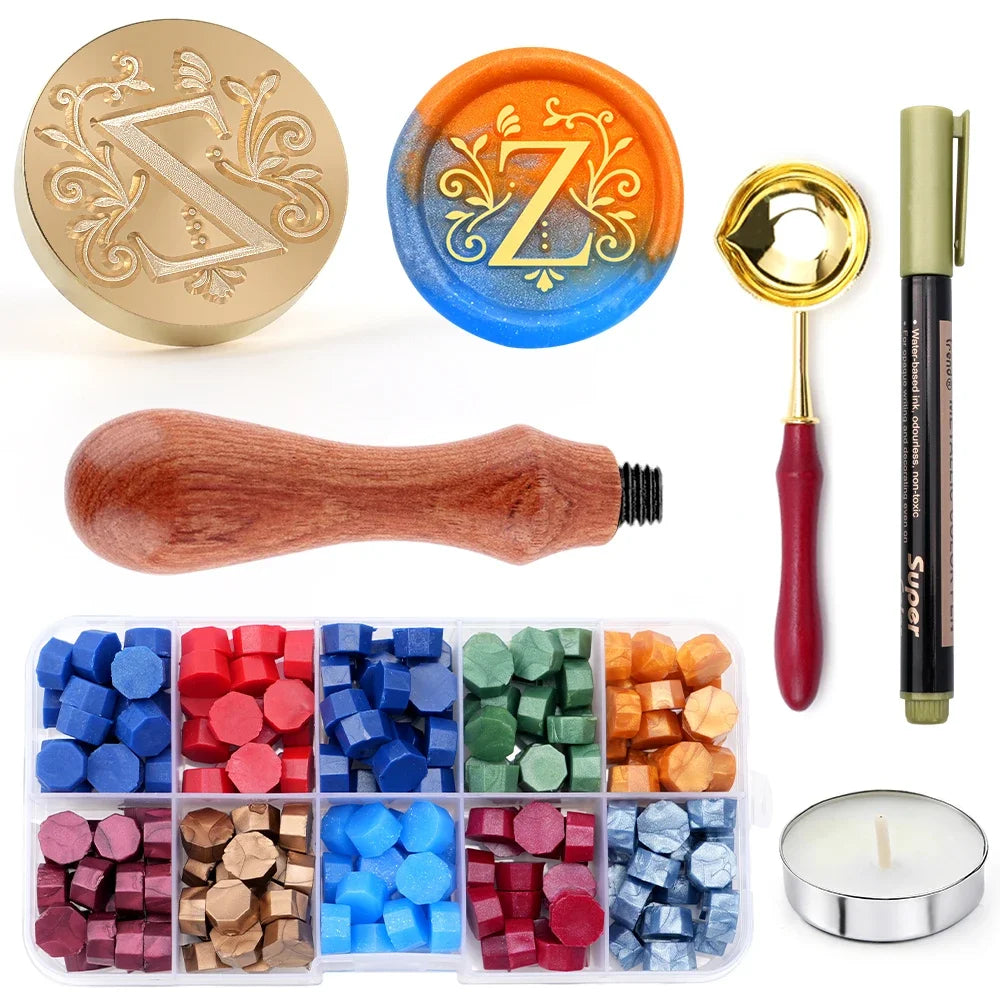 Initial wax seal stamp gift set