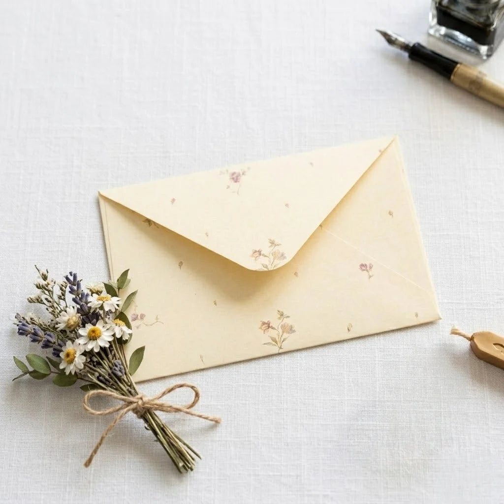 Vintage letter paper with wax seal envelopes