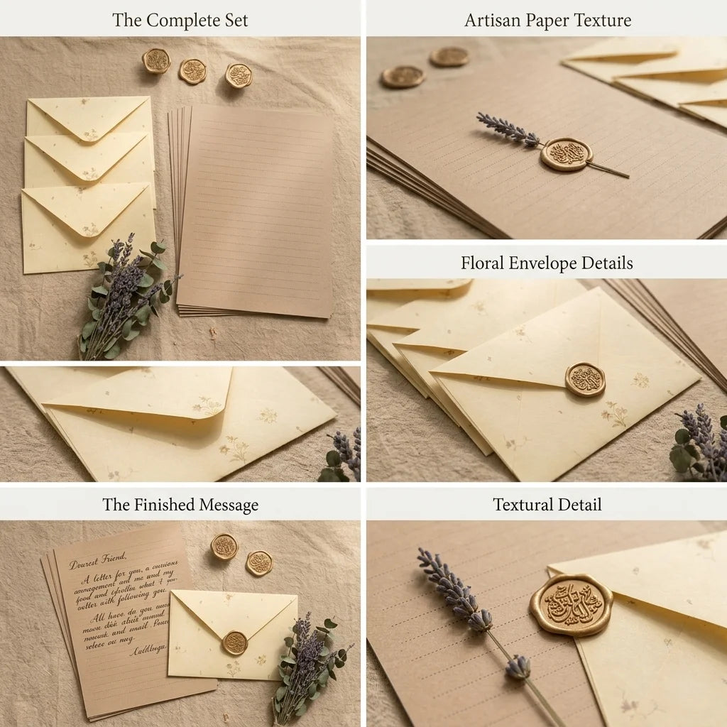 Vintage floral letter writing paper and envelopes
