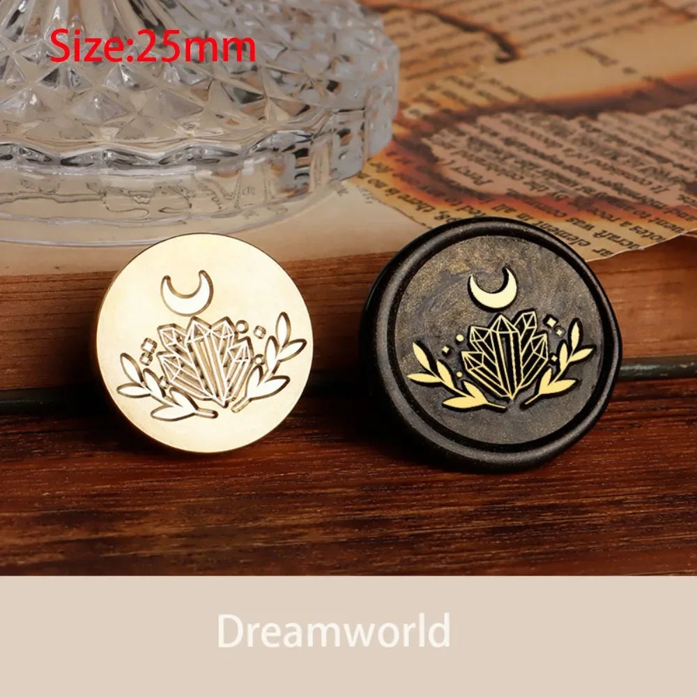 Brass wax seal stamp head with message design