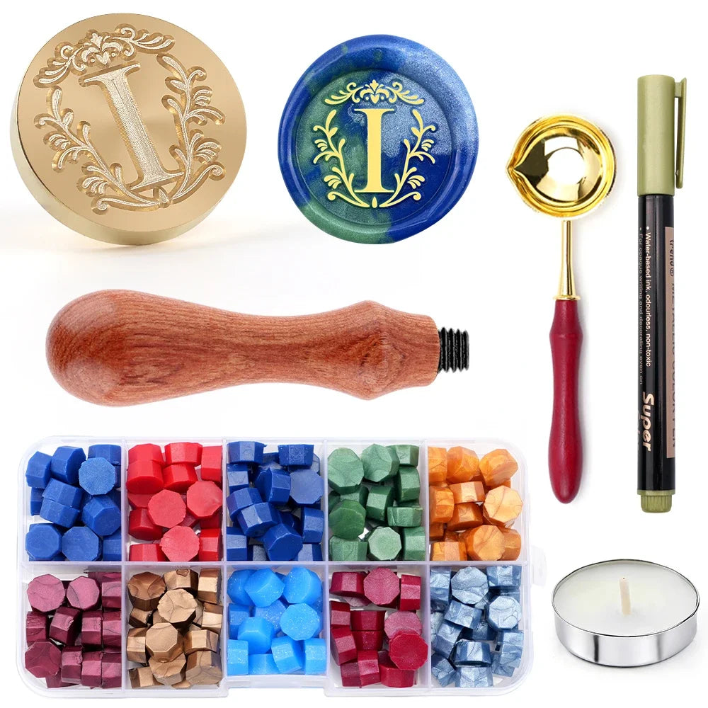 Initial wax seal stamp gift set