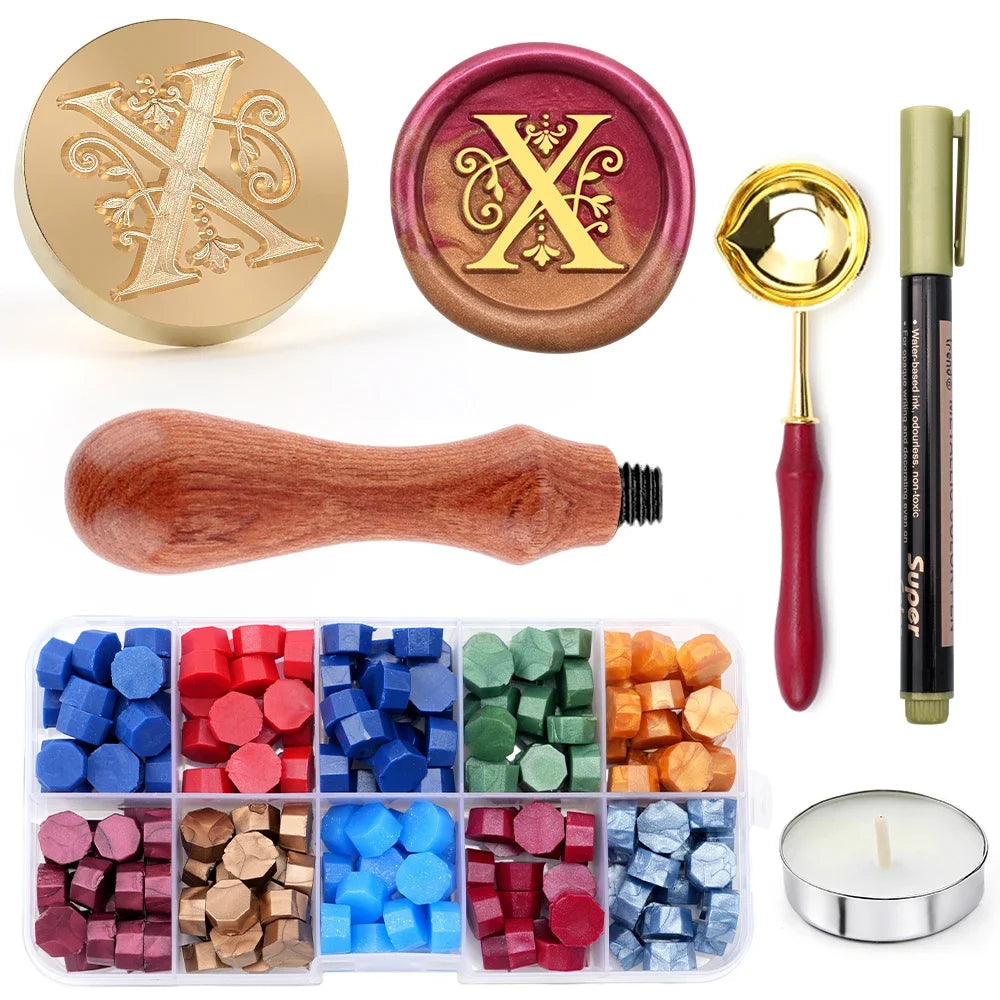 Initial wax seal stamp gift set