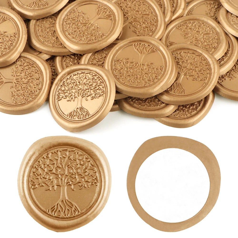 Gold wax seal stickers for wedding invitations