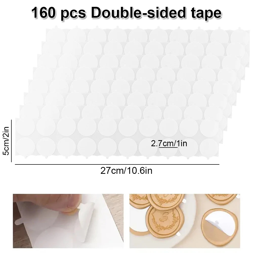 Double-sided adhesive dots for wax seals