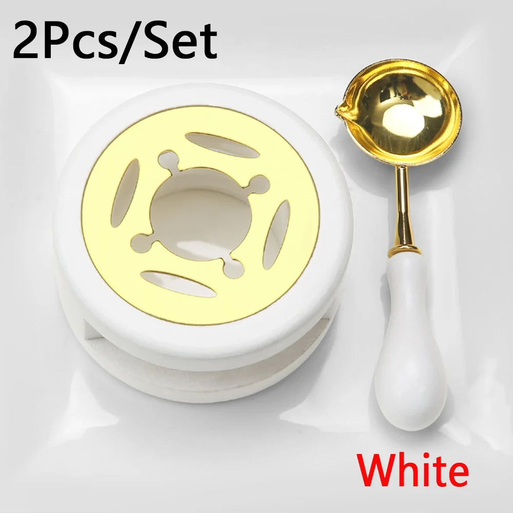 Wax seal melting spoon over tea light warmer