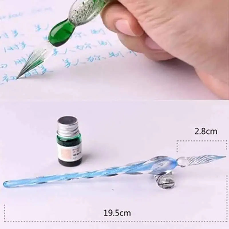 Glass dip pen for calligraphy and letter writing