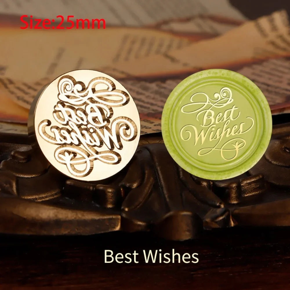 Brass wax seal stamp head with message design