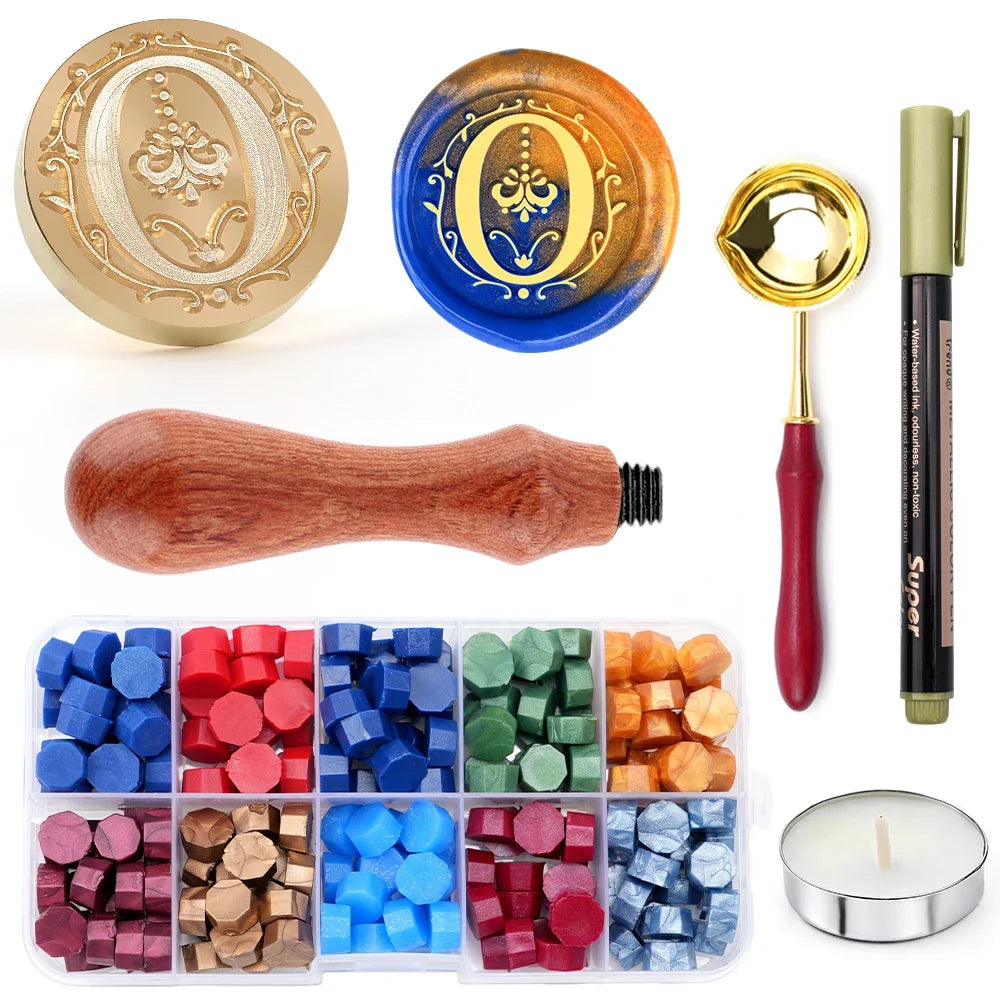 Initial wax seal stamp gift set