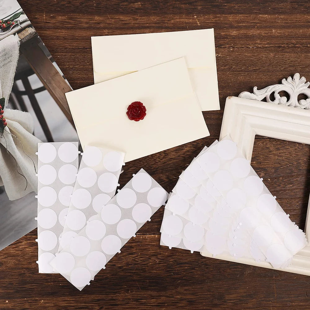 Double-sided adhesive dots for wax seals