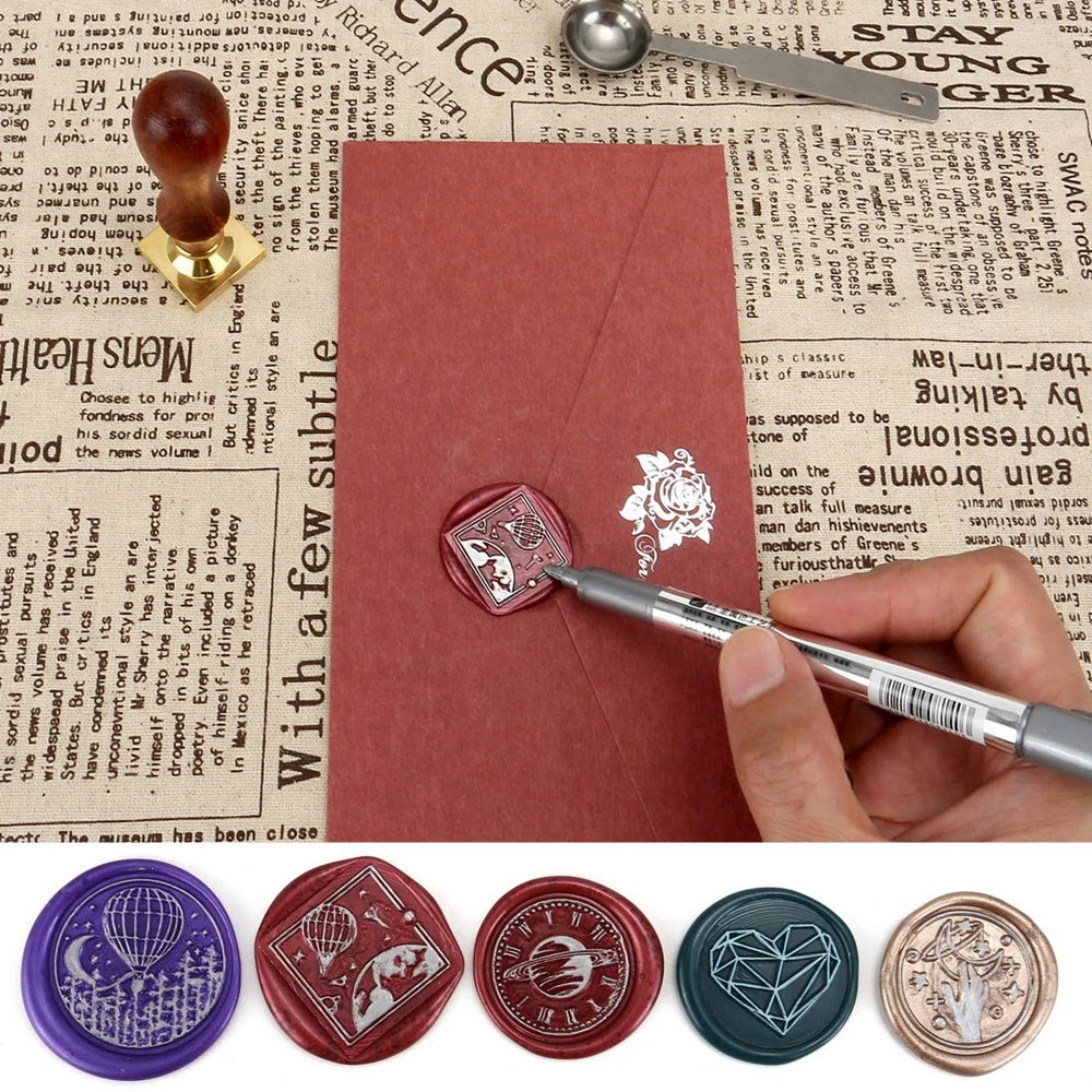 Gold and silver wax seal highlighter pens