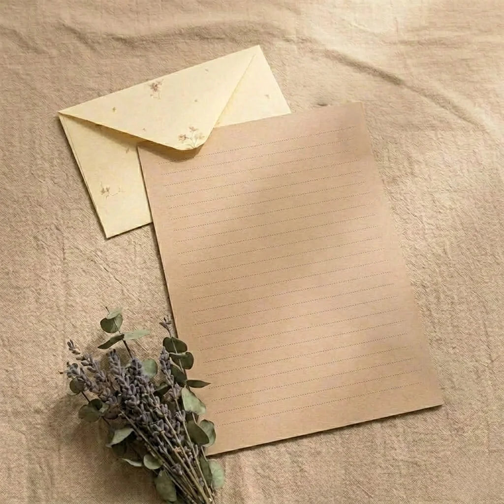 Vintage letter paper with wax seal envelopes