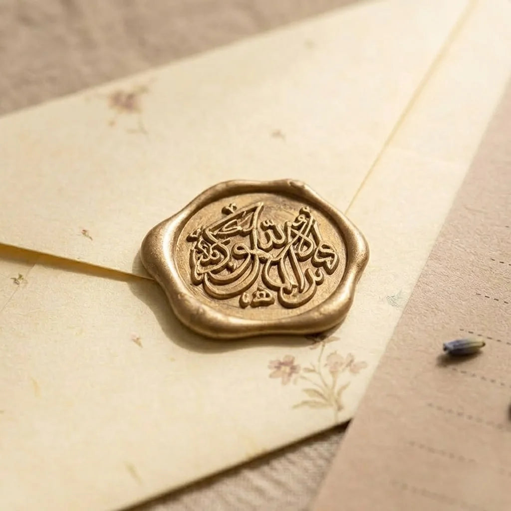 Vintage letter paper with wax seal envelopes