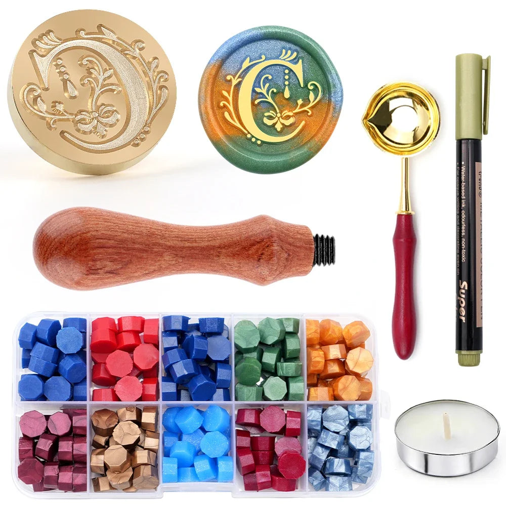 Initial wax seal stamp gift set